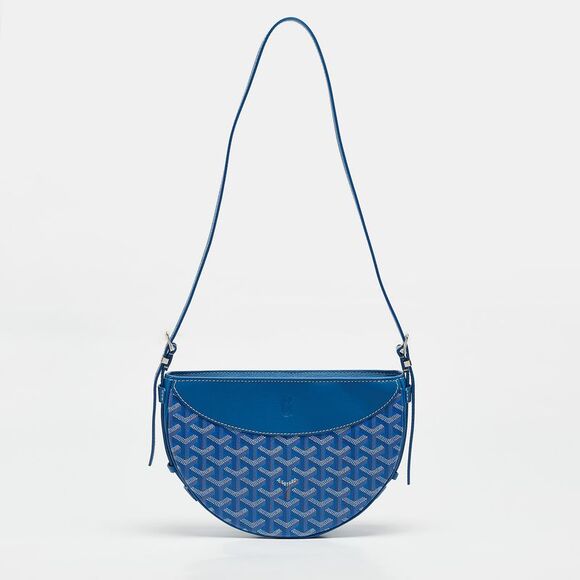 Goyard Handbags - Goyard Blue Goyardine Coated Canvas And Leather Hirondelle Shoulder Bag